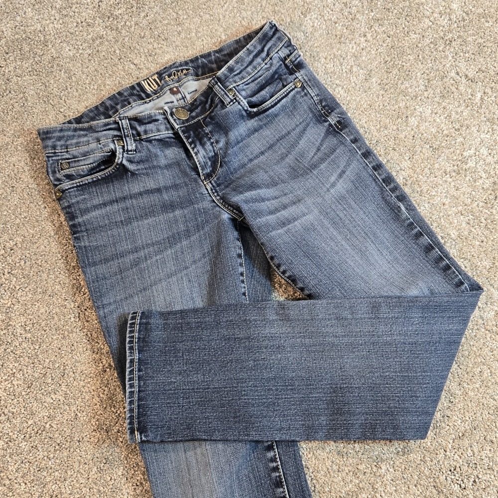 Kut From The Kloth Jeans Womans 4 Straight Leg Modern Natural Fit Embroidery